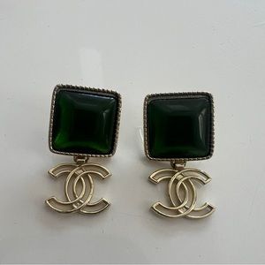 Vintage CC Green Earrings